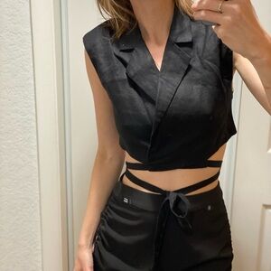 Black Wrap Crop Top